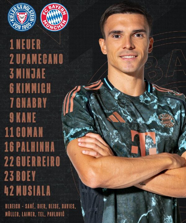 Holstein Kiel vs Bayern starting lineup 2024