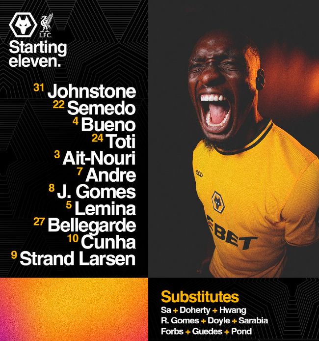 wolves playing xi vs liverpool 2024