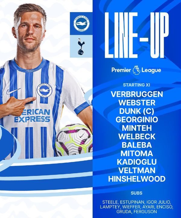 Brighton and hove albion fc vs tottenham lineups 2024