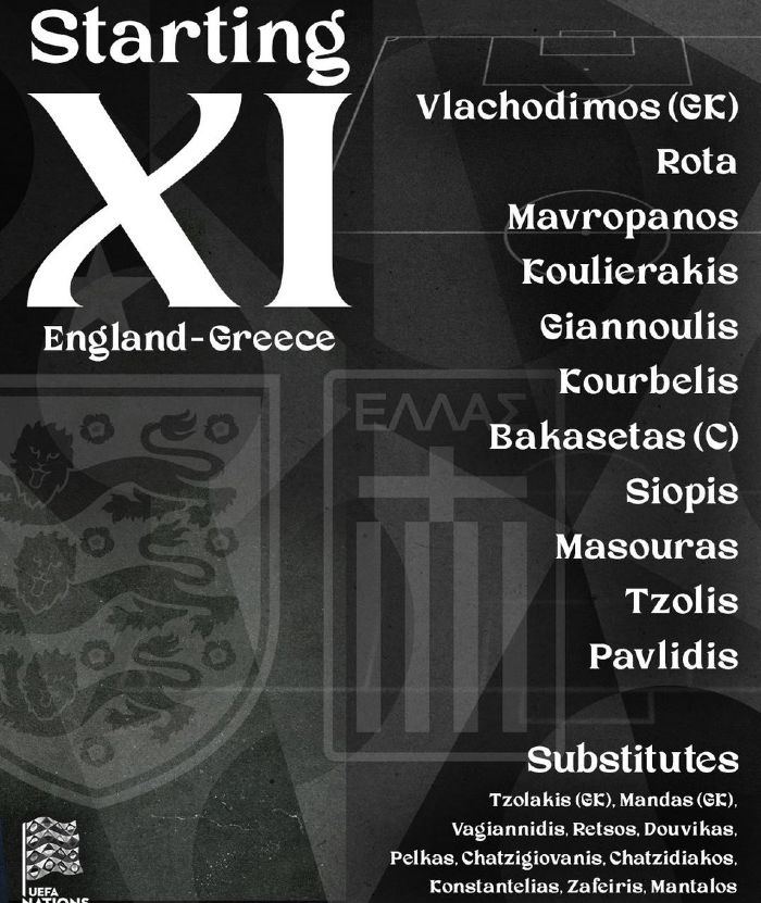 Greece starting lineup vs England Football october 2024 UNL nations league