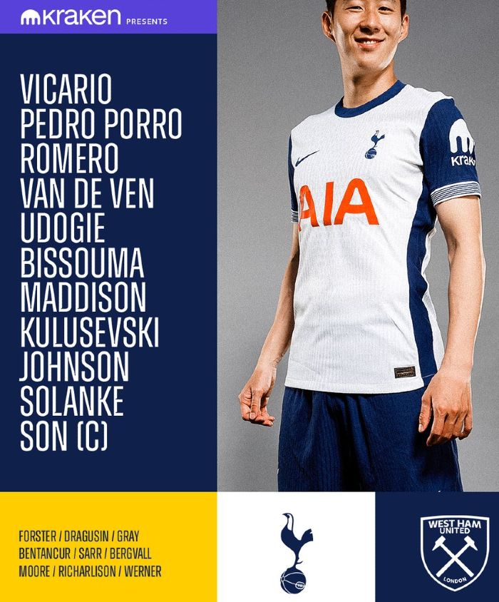 Tottenham Hotspur FC vs West Ham United FC Lineups 2024 October