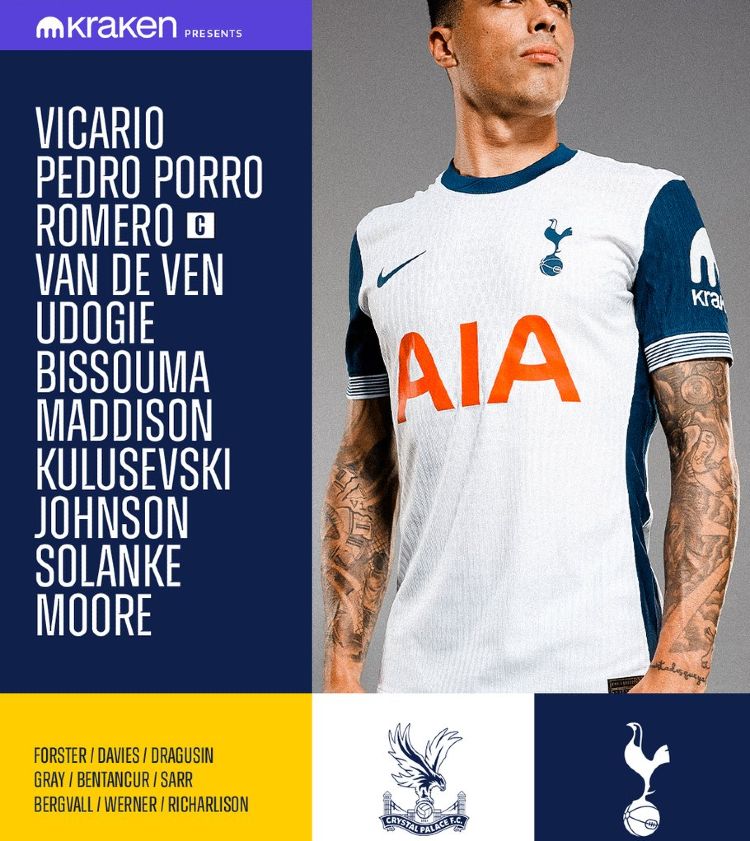 Tottenham Hotspur playing XI vs Crystal Palace October 2024