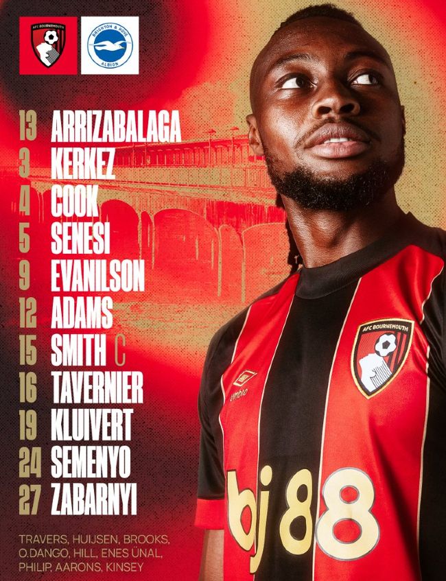 AFC Bournemouth vs Brighton & Hove Albion FC Lineups 2024-25