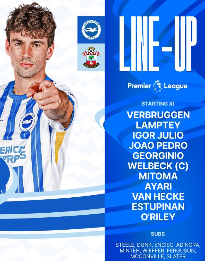 Brighton and Hove Albion FC vs Southampton FC Lineups 2024