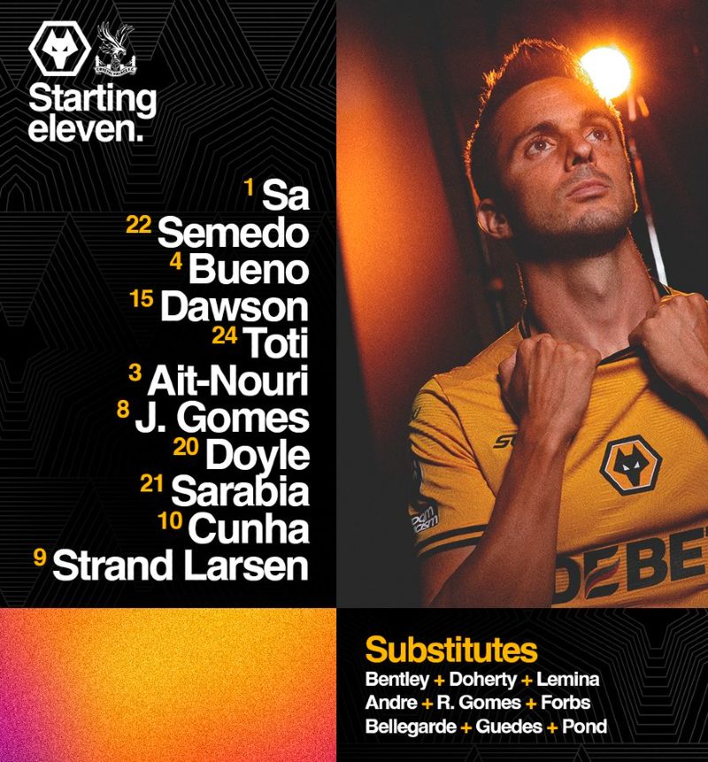 wolverhampton wanderers fc vs crystal palace fc lineups 2024-25