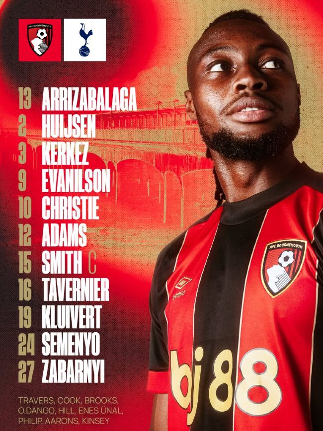 AFC Bournemouth vs Tottenham Lineups 2024-25