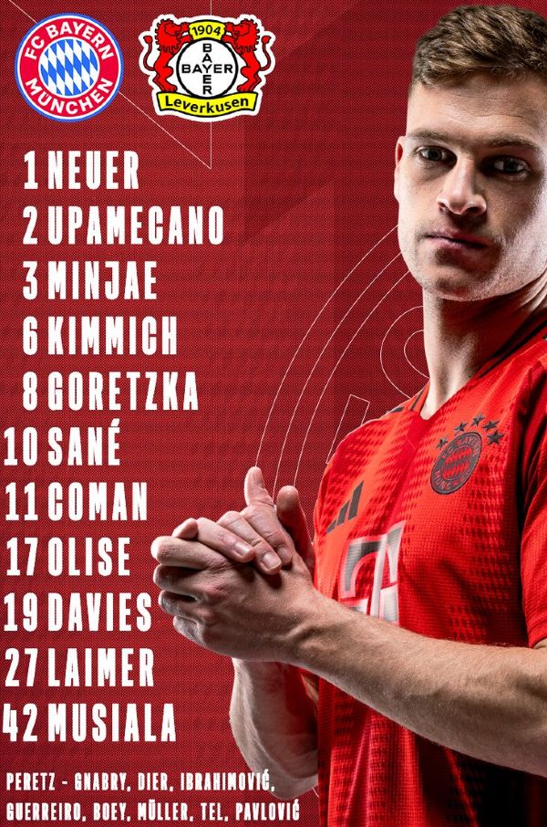 Bayern Munich vs bayer Leverkusen Pokal 2024 starting lineups