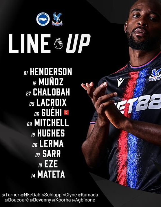 Crystal Palace FC playing XI vs BHAFC 2024-25