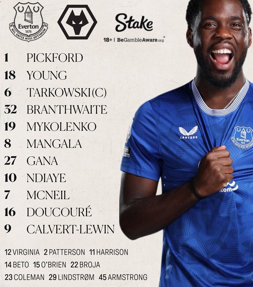 Everton FC vs Wolverhampton Wanderers Lineup 2024