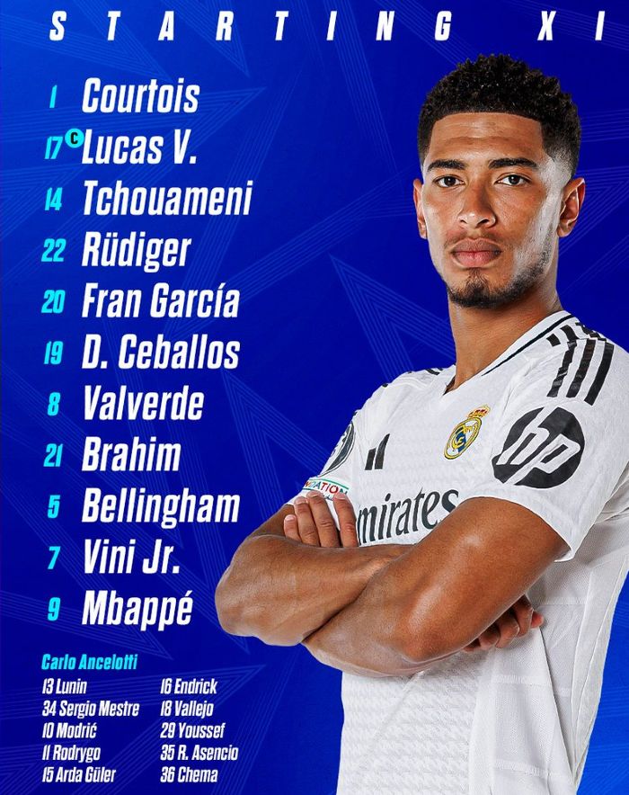 Real Madrid playing XI vs Atalanta BC 2024 Champions League