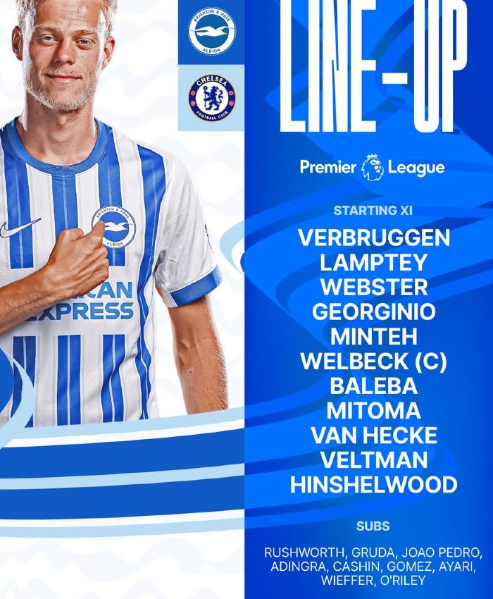 Brighton & Hove Albion FC vs Chelsea FC Lineups Premier League 2025