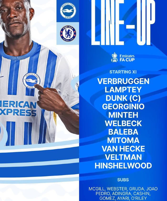 Brighton Hove Albion FC vs Chelsea FC lineups 2025 FA Cup