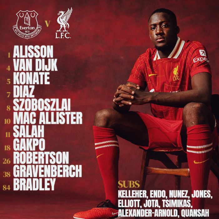 liverpool fc vs everton fc lineups 2025