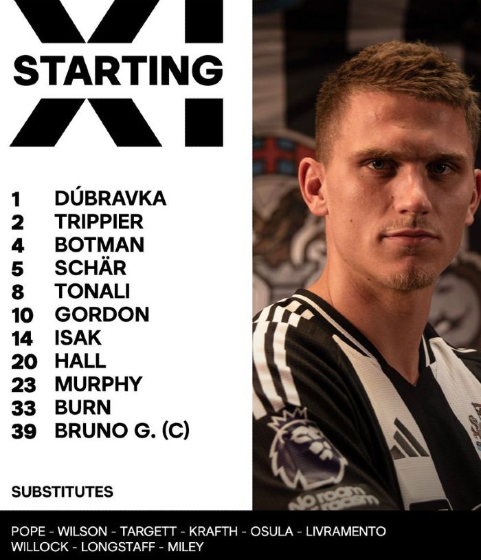 newcastle united fc starting lineup vs arsenal carabao cup second leg february 2025